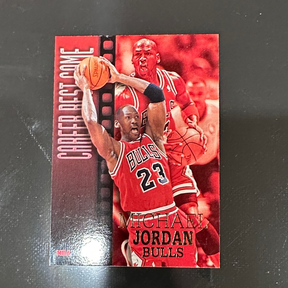 Red Basketball Trading Card of michael Jordan mint condition hoops